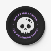 Schattigee schedel met sterretjes zwart paarse Hap Papieren Bordje (Voorkant)