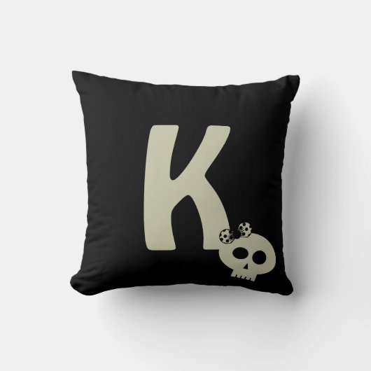 Schattigee schedel Monogram Patroon Zwart Sierkuss Kussen (Voorkant)