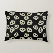 Schattigee schedel Monogram Zwart Halloween Accent Decoratief Kussen (Achterkant)
