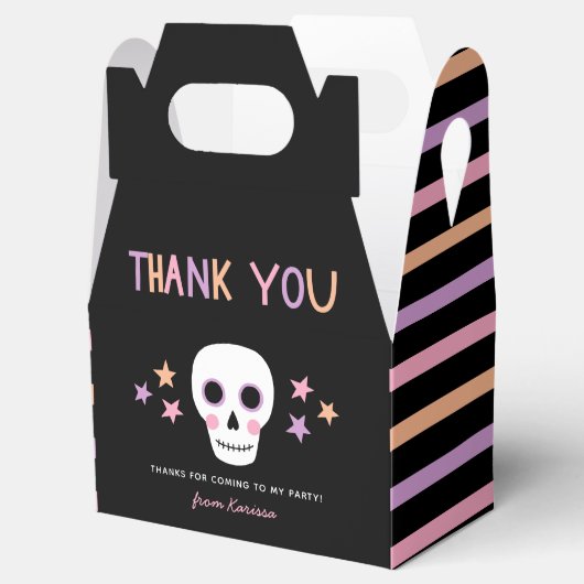 Schattigee schedel pastel strepen Halloween Verjaa Bedankdoosjes (Geopend)