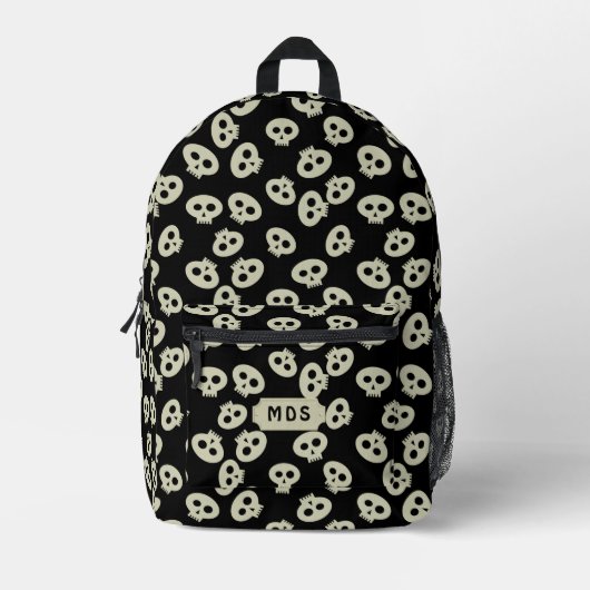 Schattigee schedel Pattern Monogram Zwart Gedrukt  Bedrukte Rugzak (Voorkant)
