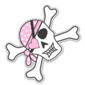 Schattigee schedel Pirate Illustratie Sticker (Voorkant)