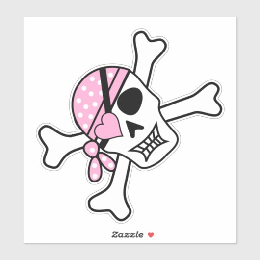 Schattigee schedel Pirate Illustratie Sticker (Vel)