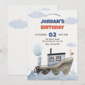 Schattigee scheepsverjaardag kaart (Voorkant / Achterkant)