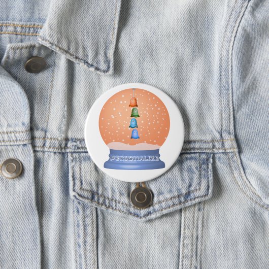 Schattigee schepsels cartoon sneeuw wereldbol gril ronde button 7,6 cm (In situ)