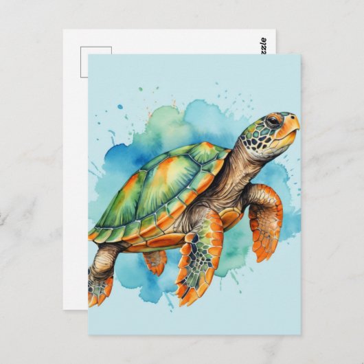 Schattigee Schilderschildpad Briefkaart (Voorkant / Achterkant)
