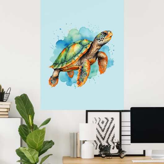 Schattigee Schilderschildpad Poster (Thuiskantoor)