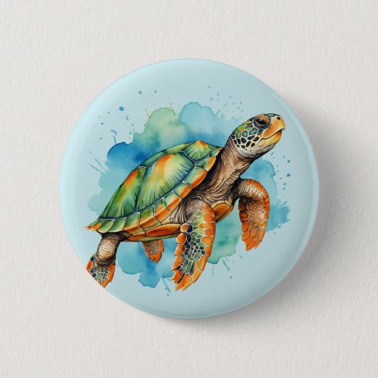 Schattigee Schilderschildpad Ronde Button 5,7 Cm (Voorkant)