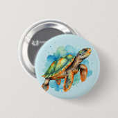 Schattigee Schilderschildpad Ronde Button 5,7 Cm (Voorkant /achterkant)