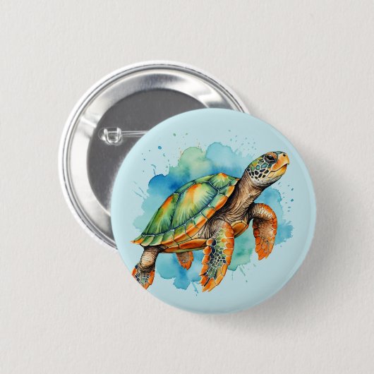 Schattigee Schilderschildpad Ronde Button 5,7 Cm (Voorkant /achterkant)