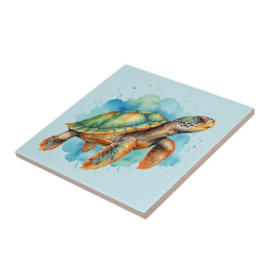 Schattigee Schilderschildpad Tegeltje (Zijkant)