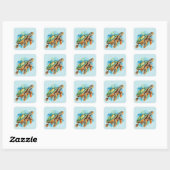 Schattigee Schilderschildpad Vierkante Sticker (Vel)