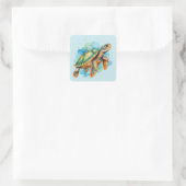 Schattigee Schilderschildpad Vierkante Sticker (Tas)