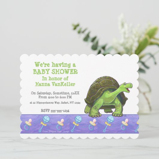Schattigee schildpad Baby shower Kaart (Staand voorkant)
