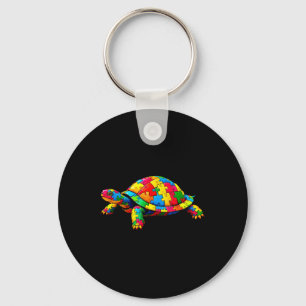 Schattigee schildpad en puzzelstukjes Autisme Bewu Sleutelhanger