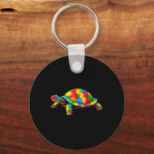 Schattigee schildpad en puzzelstukjes Autisme Bewu Sleutelhanger (Voorkant)