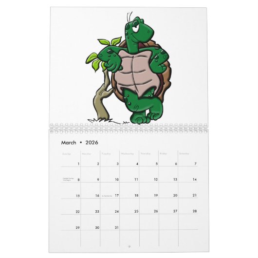 Schattigee Schildpad en Schildpad Kindergarten Tek Kalender (Mar 2026)