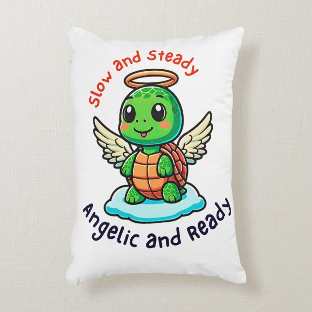 Schattigee schildpad engel met vleugels Cartoon Accent Kussen (Voorkant(Verticaal))