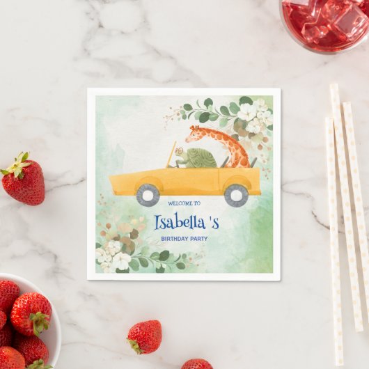 Schattigee schildpad Giraffe Tropische bloem Verja Servet (Insitu)