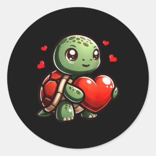 Schattigee Schildpad Grappige Hart Liefhebber Vale Ronde Sticker