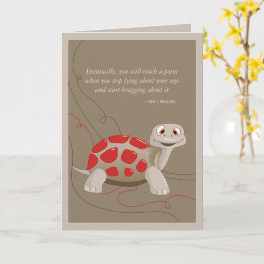 Schattigee schildpad Happy Birthday Kaart (Gele Bloem)