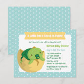 Schattigee Schildpad in Ei Baby Shower Uitnodiging (Voorkant / Achterkant)