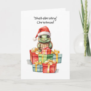Schattigee Schildpad in Santa Hat Kerstcadeaus van Kaart