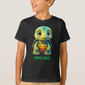 Schattigee schildpad jongen schildpad dier Cartoon T-shirt (Voorkant)