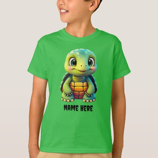 Schattigee schildpad Kind Turtle Animal Cartoon Gr T-shirt (Voorkant)