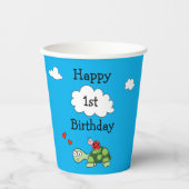 Schattigee schildpad lieveheersbeestje blauw Happy Papieren Bekers (Voorkant)