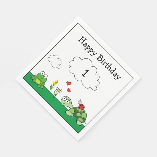 Schattigee schildpad lieveheersbeestje kikker verj servet (Hoek)