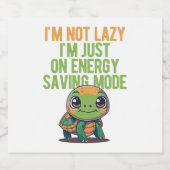 Schattigee schildpad, luie schildpad, in energiebe sparkling wijnetiket (Enkel label)