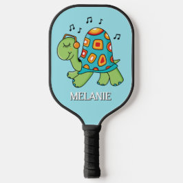 Schattigee schildpad met Muzieknoten gepersonalise Pickleball Paddle