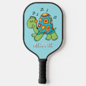 Schattigee schildpad met Muzieknoten gepersonalise Pickleball Paddle (Achterkant)