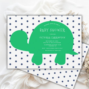 Schattigee Schildpad Navy Blue Polkadots Baby show Kaart
