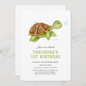 Schattigee Schildpad Onder het zee 1e verjaardag u Kaart (Voorkant / Achterkant)