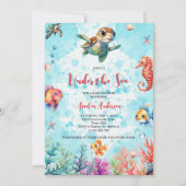 Schattigee schildpad onder het Zee Creatures Baby  Kaart (Voorkant)