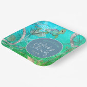 Schattigee schildpad onder het Zeeen Baby shower Papieren Bordje (Gebogen)