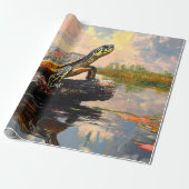 Schattigee Schildpad op een Log Everglades Decoupa Cadeaupapier (Uitgerold)