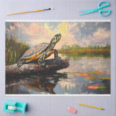 Schattigee Schildpad op een Log Everglades Decoupa Tissuepapier (Craft)