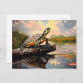Schattigee Schildpad op een Log Everglades schilde Briefkaart (Voorkant / Achterkant)