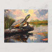 Schattigee Schildpad op een Log Everglades schilde Briefkaart (Voorkant)