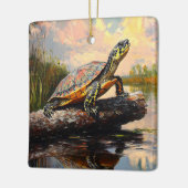 Schattigee Schildpad op een Log Everglades schilde Keramisch Ornament (Links)