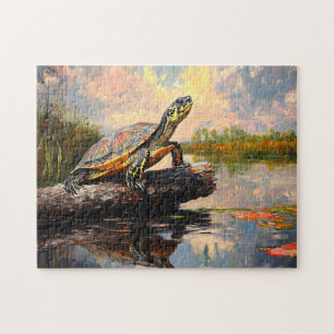 Schattigee Schildpad op een Log Everglades schilde Legpuzzel