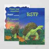 Schattigee schildpad partij RSVP Kaartje (Voorkant / Achterkant)