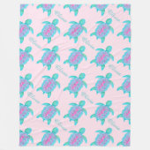 Schattigee schildpad roze hart naam patroon deken (Voorkant)