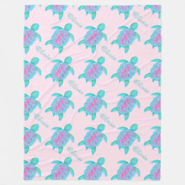 Schattigee schildpad roze hart naam patroon deken