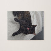 Schattigee schildpad Shell Kat op bed, Puzzels (Horizontaal)