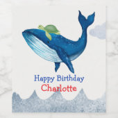 Schattigee schildpad walvis racen oceaan Verjaarda Wijn Etiket (Enkel label)