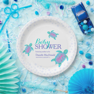 Schattigee schildpad waterverf custom baby shower papieren bordje